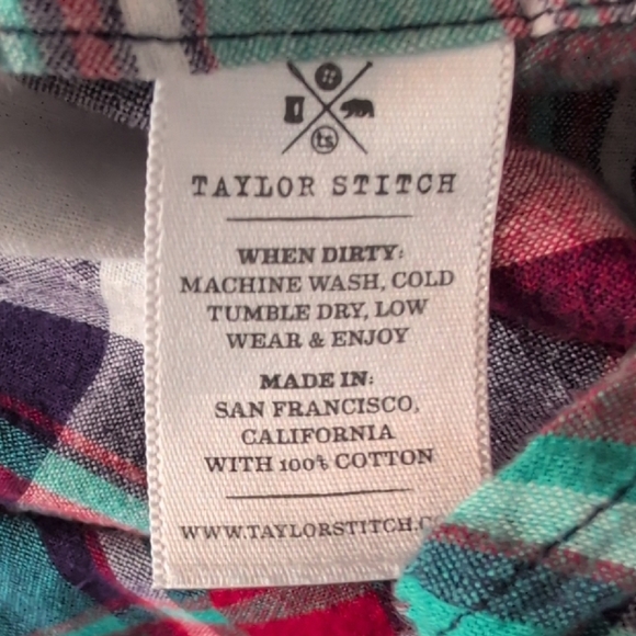 Taylor Stitch 100% Cotton Plaid Button Front Shirt - Picture 12 of 12